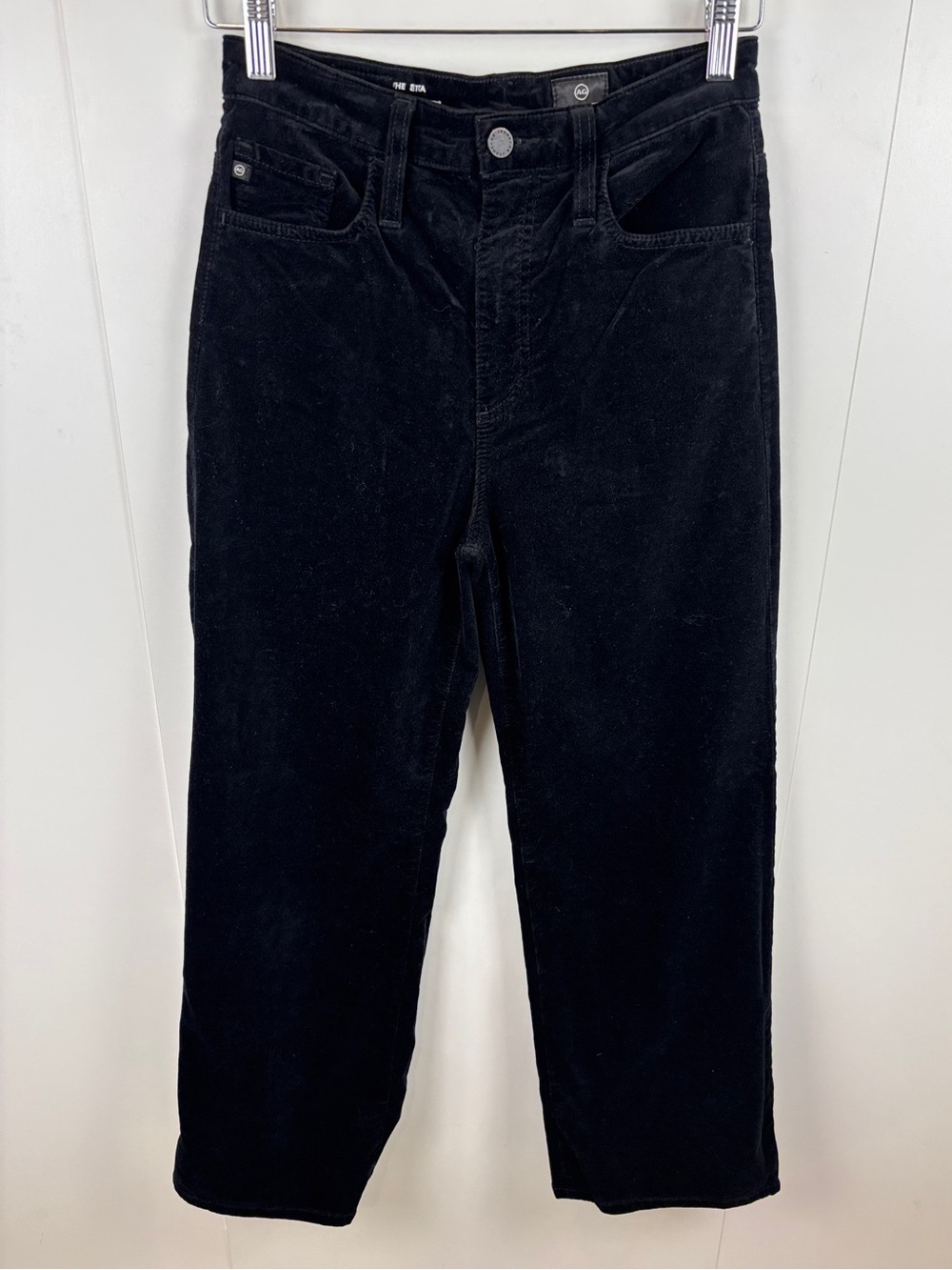 AG Adriano Goldschmied The Etta High Waisted Wide Leg Crop Velvet Jeans sz 26R